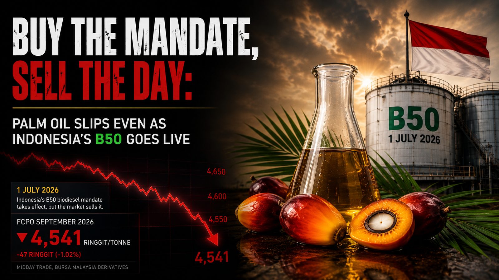 Buy the Mandate, Sell the Day: Palm Oil Slips Even as Indonesia's B50 Goes Live